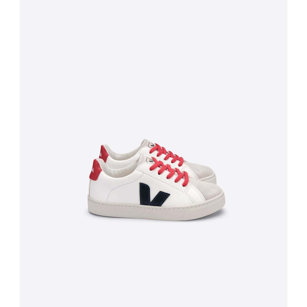 Kids\' Veja ESPLAR LACE CHROMEFREE Sneakers White/Black/Red | ZA 821BEX